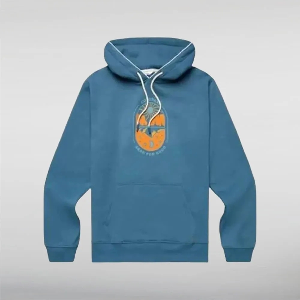 Cotopaxi Blue Hoodie with Orange Graphic